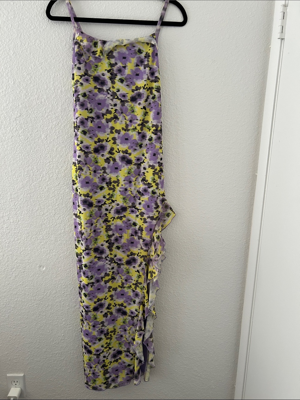 Forever 21 Purple and Yellow Floral Ruffle Maxi Dress